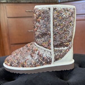 UGG Sparkling Sequin Boots in Brown, Gold and Cream